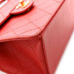 Caviar Stitched Flap Shoulder Bag Red