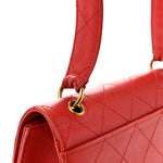 Caviar Stitched Flap Shoulder Bag Red