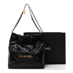Glazed Calfskin  Quilted Small Chanel 22 Black