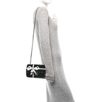 Sequin Ribbon Small Rectangular Flap Black White