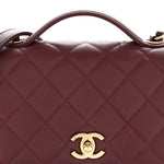 Caviar Quilted Small Business Affinity Flap Burgundy