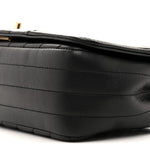 Calfskin Chevron Quilted Small Statement Flap Black