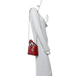 Patent Cannage Mini Lady Dior Red