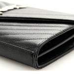Grain De Poudre Matelasse Chevron Monogram Chain Wallet Black