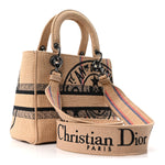 Canvas Jute Embroidered Medium Lady D-Lite Beige Multicolor
