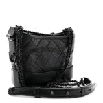 Aged Calfskin Quilted Small Gabrielle Hobo So Black