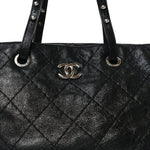 Glazed Calfskin Large On The Road Tote Black