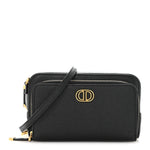 Grained Calfskin Caro Double Pouch Black
