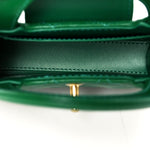 Shiny Aged Calfskin Quilted Mini Nano Kelly Shopper Green