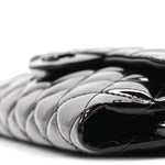 Patent Calfskin Quilted Metal Handle Clutch So Black