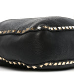 Pebbled Calfskin Large Rockstud Flip-Lock Messenger Bag Black