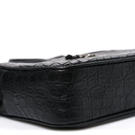 Calfskin Crocodile Embossed Monogram Lou Camera Bag Black