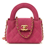 Denim Quilted Mini Nano Kelly Shopper Fuchsia