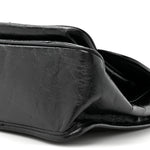 Crinkled Calfskin Matelasse Monogram Medium Niki Chain Satchel Black