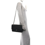 Caviar Quilted Jumbo Double Flap Black