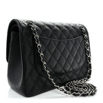 Caviar Quilted Jumbo Double Flap Black