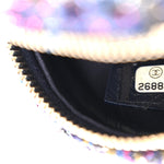 Tweed Quilted Round Clutch With Chain Multicolor