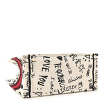 Canvas Embroidered Medium Dioramour Graffiti Book Tote Latte Multicolor