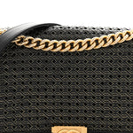 Lambskin Braided Woven Medium Boy Flap Navy Black