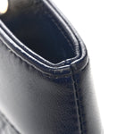 Shiny Crumpled Calfskin Quilted Mini 31 Shopping Bag Navy Blue
