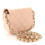 Caviar Quilted Mini Clutch With Chain Light Beige