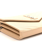 Grain De Poudre Matelasse Chevron Monogram Chain Wallet Nude Powder