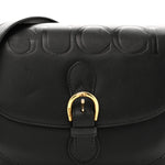 Charisma Calfskin Gucci Embossed Shoulder Flap Bag Black