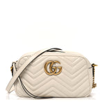 Calfskin Matelasse Small GG Marmont Chain Shoulder Bag White