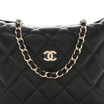 Caviar Quilted Hobo Clutch With Chain  Black