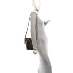 Triomphe Canvas Calfskin Small Drawstring Bucket Bag Tan