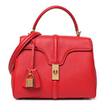 Grained Calfskin Small 16 Top Handle Bag Red
