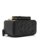 Caviar Quilted Top Handle Pocket Vanity Case Black