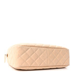 Shiny Lambskin Quilted Medium Camera Case Beige