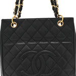 Caviar Quilted Petit Shopping Tote PST Black