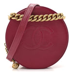 Glazed Calfskin Round As Earth Evening Bag Rouge
