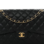 Caviar Quilted Jumbo Double Flap Black