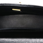 Shiny Lambskin Quilted Twisted Links Top Handle Flap Black
