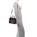Canvas Smooth Calfskin Mini Two Tone Freya Tote Black Tan