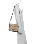 Monogram Flap Messenger Bag Beige Dark Brown