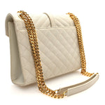 Grain De Poudre Textured Mixed Matelasse Medium Triquilt Monogram Satchel Crema Soft