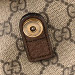 GG Supreme Monogram Medium Ophidia Double Buckle Backpack Brown