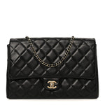 Lambskin Quilted Clutch With Chain Flap Black