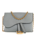 Goatskin Nano Saddle Chain Pouch Blue