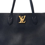 Grained Calfskin Lockme Shopper Navy