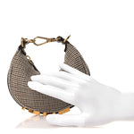 Wool Nappa Micro Houndstooth Nano Fendigraphy Hobo Charm Beige Moro