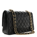 Lambskin Quilted Medium Double Flap Black