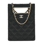 Caviar Quilted Evening Box Bag Black