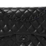Lambskin Quilted Jumbo Double Flap So Black