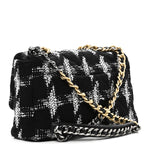 Tweed Quilted Large Chanel 19 Flap Black White