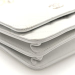 Lambskin Quilted Mini Pearl Wallet On Chain WOC White